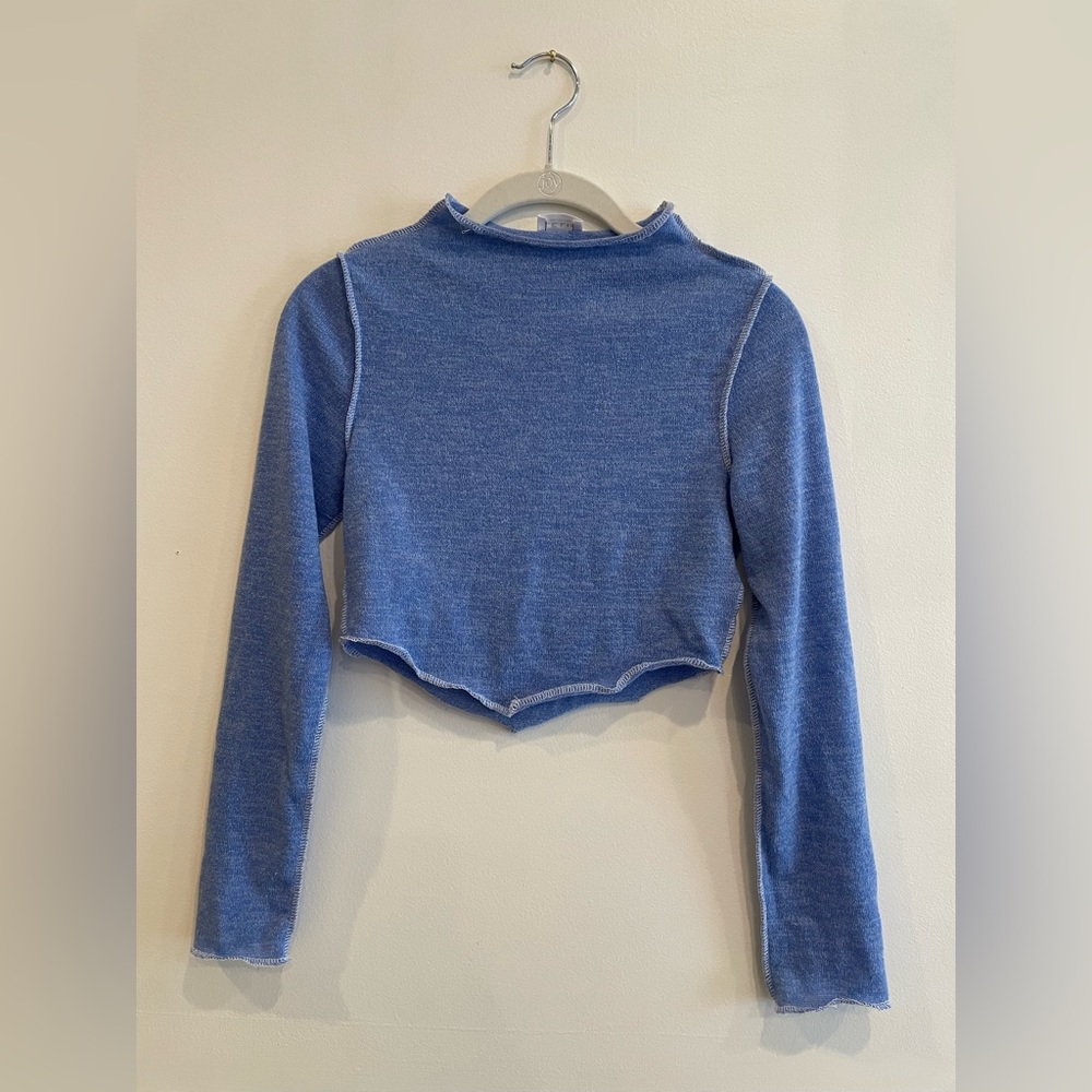 Long Sleeve Blue Crop Top (S)